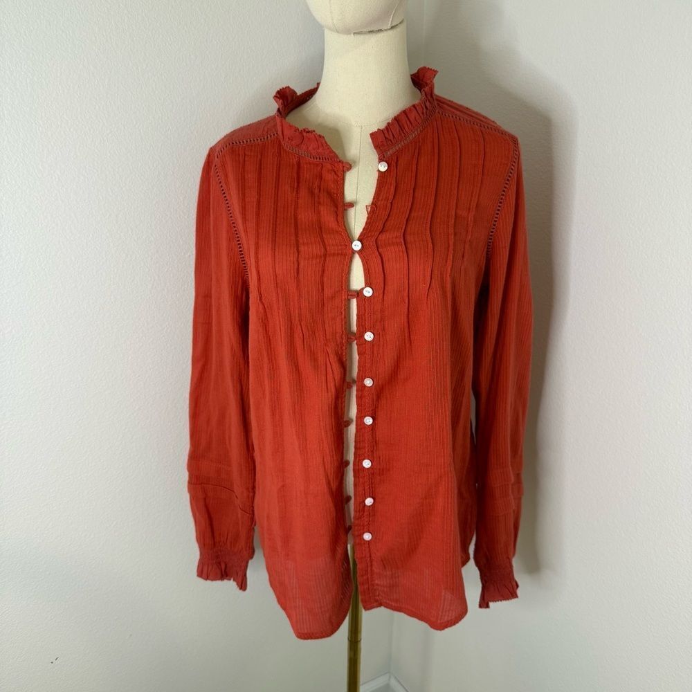 [Faherty] Women's Rust Button Down Blouse - Size M
